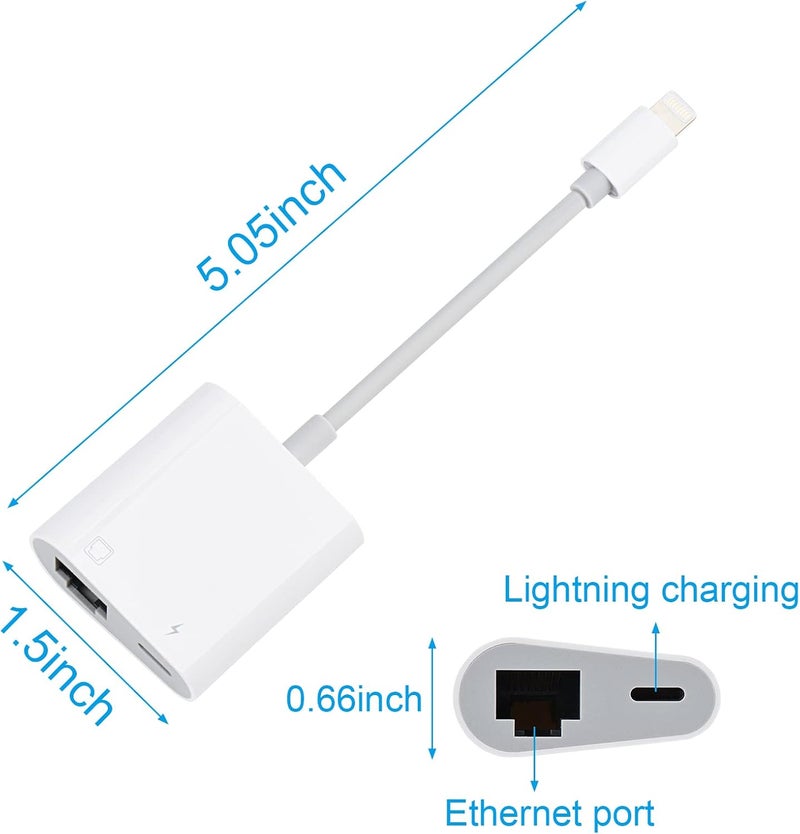 Giochem RJ45 Ethernet Adapter for lPhone[Compatible with Apple MFi Certified],10/100Mbps,Support iOS 15, Ethernet Adapter with Charge Port - Image 3
